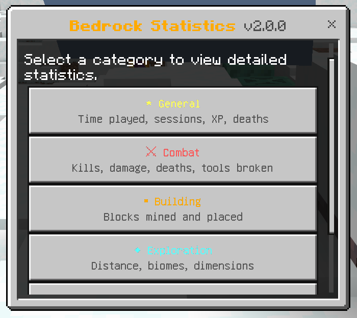 Bedrock Statistics screenshot 1