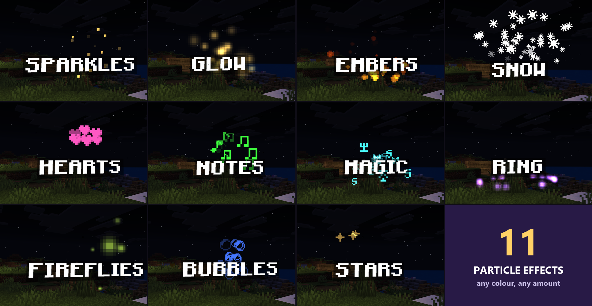 Eleven particle effects, in any colour